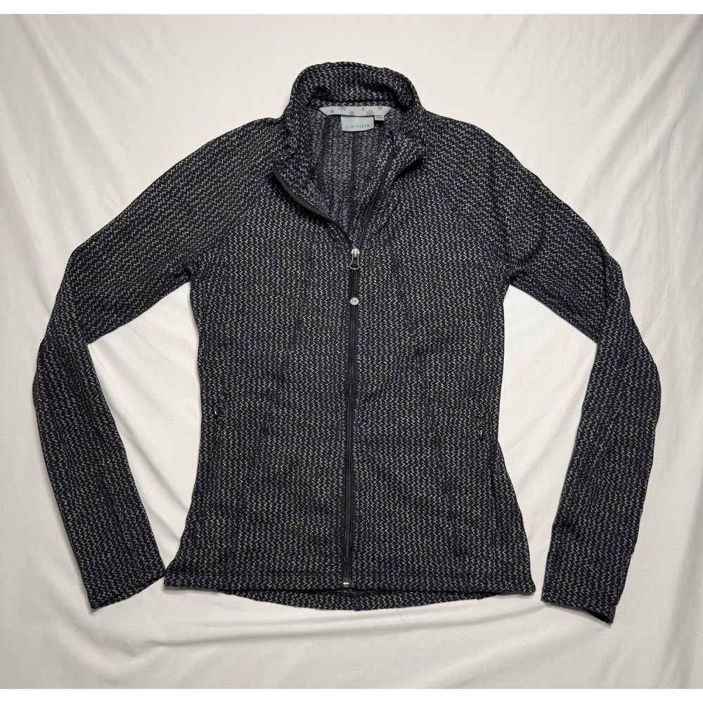 Athleta Heartbeat Hope Herringbone Athletic Full Zip Jacket Women's Size Small